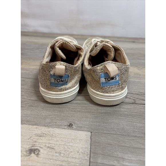 Girls 3 TOMS Peach Shiny Casual Shoe Sneaker - Picture 6 of 13